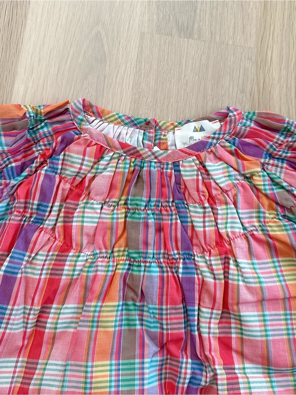 NWT Mrs a Little Girls' Plaid Embroidered Dress - Picture 7 of 12